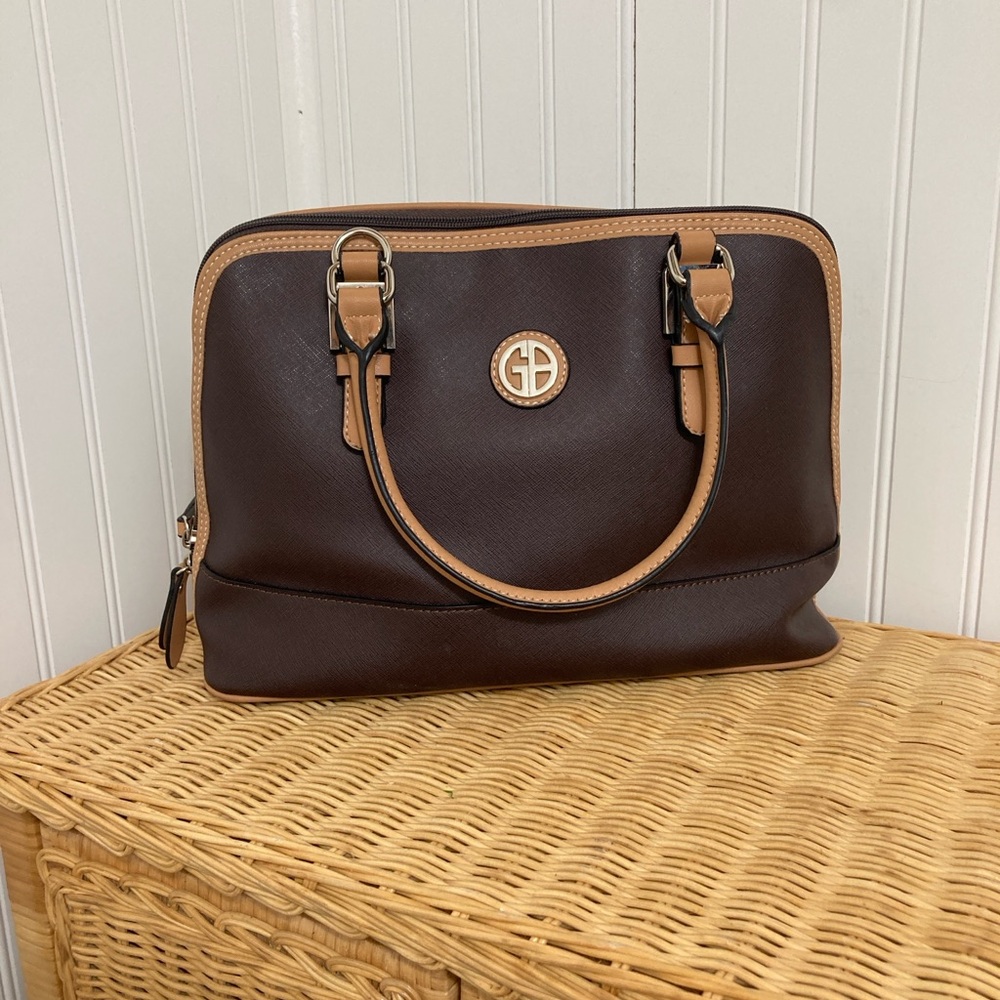 Giani Bernini Dark Brown Saffiano Dome Satchel Bag Purse NWOT